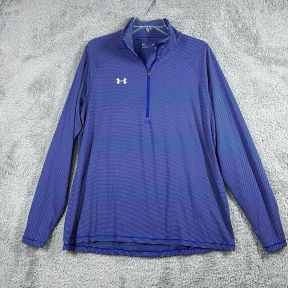 Under Armour Heatgear Loose 1/4 Zip Shirt Blue Men's XL‎ Pullover stripe